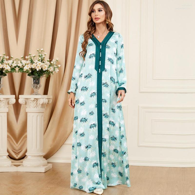 Ethnic Clothing 2023 Spring Summer Muslim Women V-neck Long Sleeve Polyester Printing Green Light Blue Dress Fashion Abaya
Ethnic Clothing 2023 Spring Summer Muslim Women V-neck Long Sleeve Polyester Printing Green Light Blue Dress Fashion Abaya