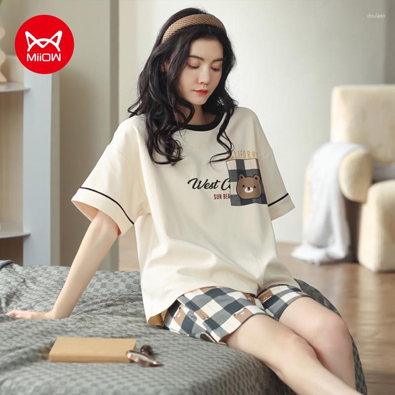 Women's Sleepwear MiiOW Summer Nightwear Set Woman 2 Pieces Cartoon Plaid Cotton Short-sleeved Shorts Pajamas Women's Homewear Suit, Ky-2168
Women's Sleepwear MiiOW Summer Nightwear Set Woman 2 Pieces Cartoon Plaid Cotton Short-sleeved Shorts Pajamas Women's Homewear Suit, Ky-2168