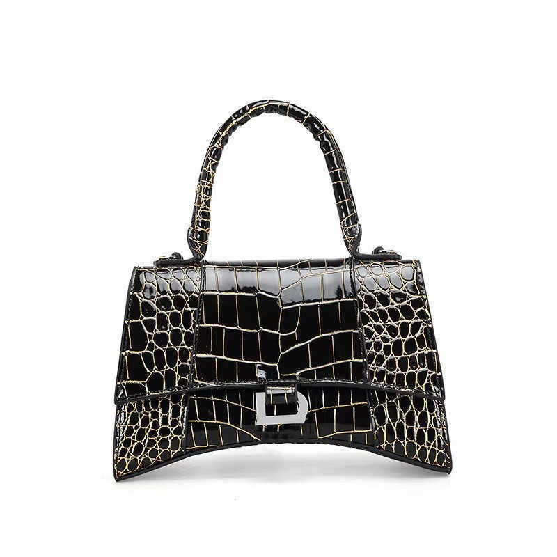 Fashion Hourglass Bag New Shoulder handbag High Edition Women's Crocodile Pattern wallet Top leather portable casual handheld crossbody bag, Black13 
Fashion Hourglass Bag New Shoulder handbag High Edition Women's Crocodile Pattern wallet Top leather portable casual handheld crossbody bag, Black13