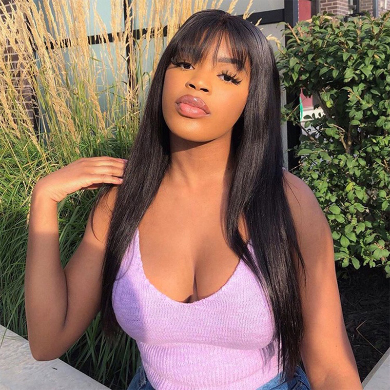 Straight Hair Wig With Bangs Straight Human Hair Wig For Women Brazilian Hair Bangs Wig Full Hair Glueless Wig, Natural color
Straight Hair Wig With Bangs Straight Human Hair Wig For Women Brazilian Hair Bangs Wig Full Hair Glueless Wig, Natural color