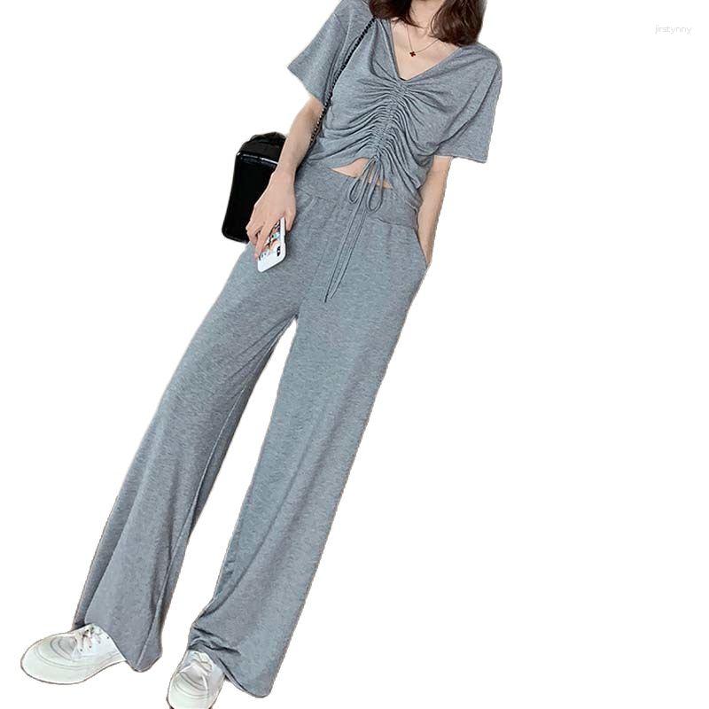 Women' Two Piece Pants Fashion Tracksuits Wives Suit Female 2023 Two-Piece Summer Korean Loose Short-Sleeved T-Shirt Wide-Leg, Gray suit
Women' Two Piece Pants Fashion Tracksuits Wives Suit Female 2023 Two-Piece Summer Korean Loose Short-Sleeved T-Shirt Wide-Leg, Gray suit