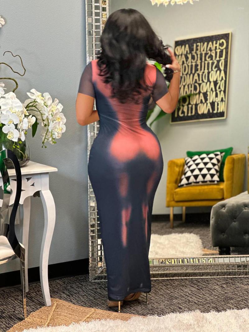 Casual Dresses 3D Print Maxi Dress Women Summer Short Sleeve O-neck Bodycon Party Evening Clubwear Fashion Vestidos