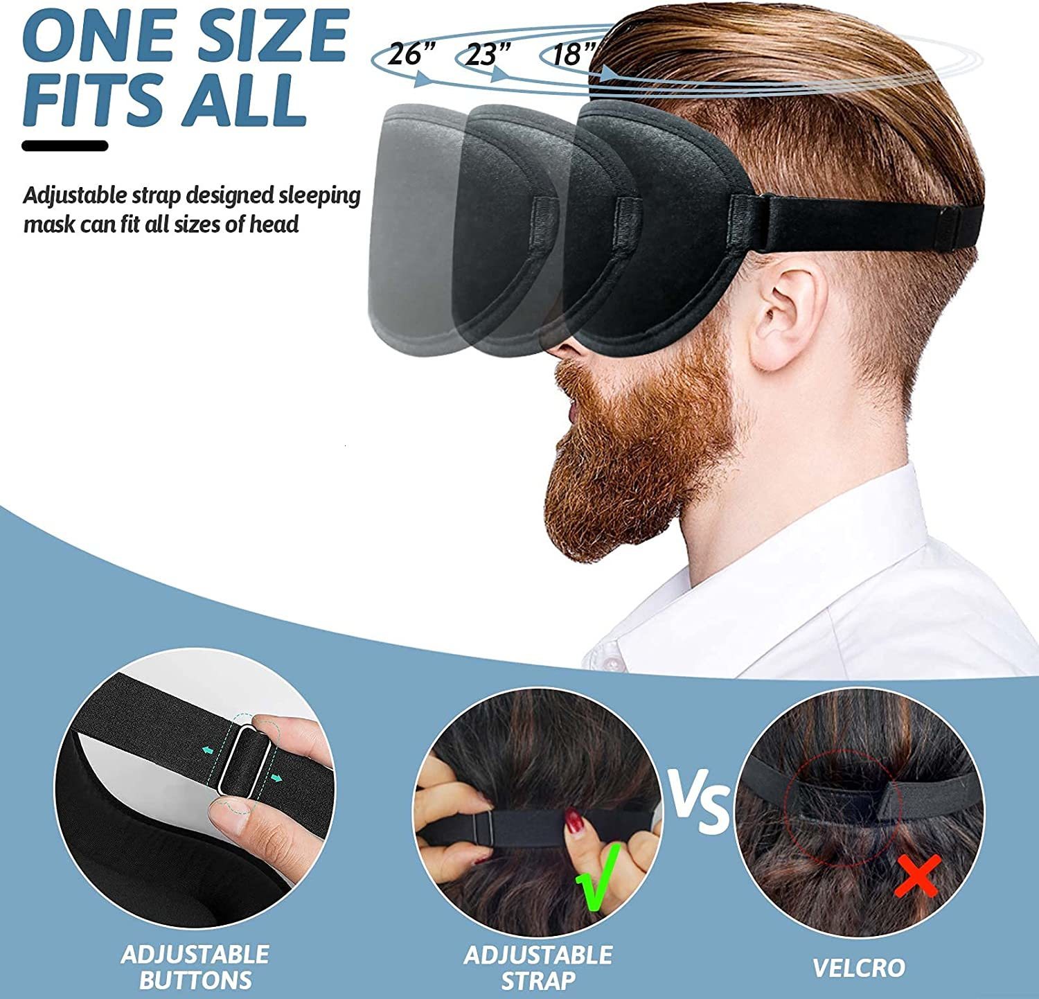 Sleep Masks 3D Sleep Mask Sleeping Eye Mask 100% Lights Blockout for Men Women Cool Sports Fabric Eye Cover for Travel/Nap/Night Sleeping 230620