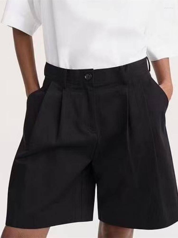 Women's Shorts Cotton Women Black Loose Casual Simple 2023 Summer Female Pleated With Pockets
Women's Shorts Cotton Women Black Loose Casual Simple 2023 Summer Female Pleated With Pockets