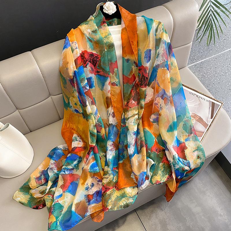 Scarves 135 190cm Women Silk Spring Scarf Luxury Design Print Lady Beach Shawl Fashion Smooth Foulard Female Hijab
Scarves 135 190cm Women Silk Spring Scarf Luxury Design Print Lady Beach Shawl Fashion Smooth Foulard Female Hijab