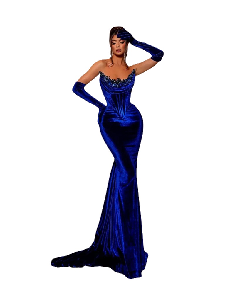 Graceful Mermaid Evening Dresses Sexy Strapless Beading Prom Dress Velvet Floor Length Formal Party Gowns, Royal blue
Graceful Mermaid Evening Dresses Sexy Strapless Beading Prom Dress Velvet Floor Length Formal Party Gowns, Royal blue