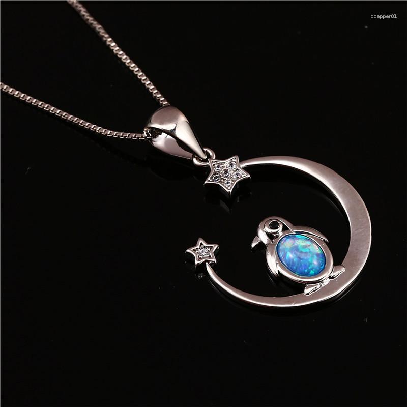 Pendant Necklaces Cute Female Penguin Animal Necklace Rose Gold Silver Color Chain Vintage White Blue Opal For Women
Pendant Necklaces Cute Female Penguin Animal Necklace Rose Gold Silver Color Chain Vintage White Blue Opal For Women