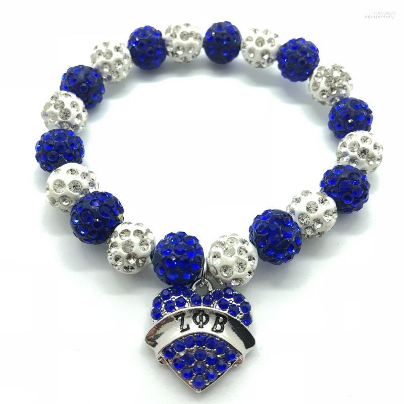 Strand Greek Letter Society ZETA PHI BETA Sorority Heart Pendant Blue White Rhinestone Bling Beads Elastic Bracelet 
Strand Greek Letter Society ZETA PHI BETA Sorority Heart Pendant Blue White Rhinestone Bling Beads Elastic Bracelet