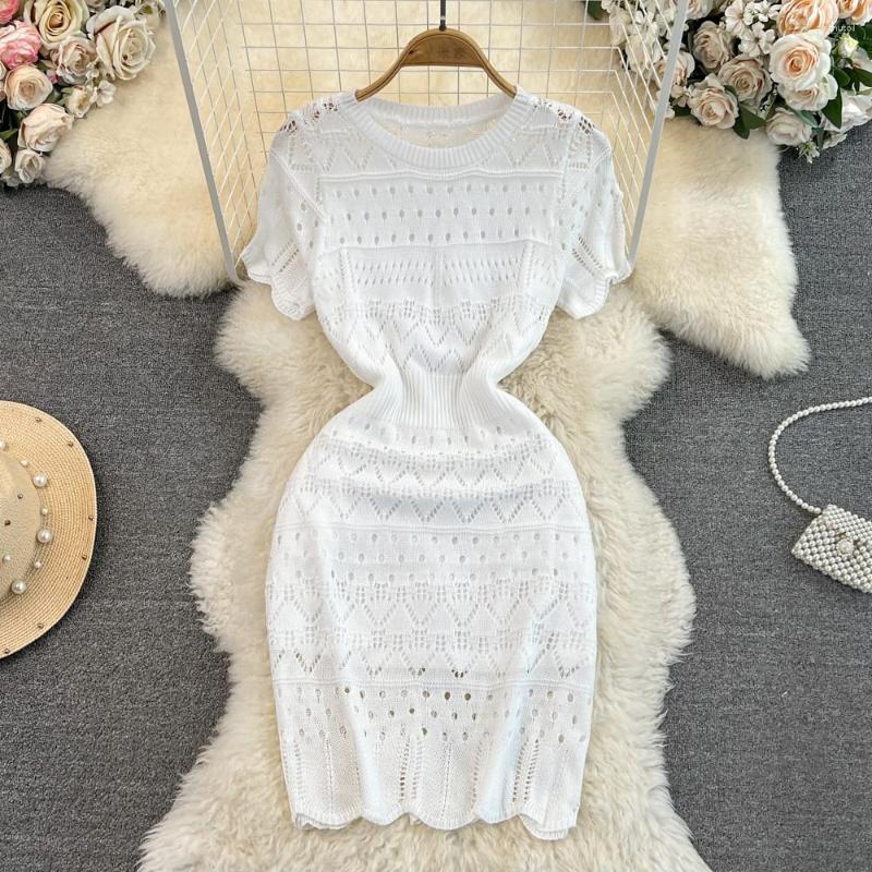 Casual Dresses Summer Korean Style Chic Dress Gentle Wind Short Sleeve Round Neck Design Sense Slim Mid Length Hollowed Out Knit Vestidos, Black
Casual Dresses Summer Korean Style Chic Dress Gentle Wind Short Sleeve Round Neck Design Sense Slim Mid Length Hollowed Out Knit Vestidos, Black
