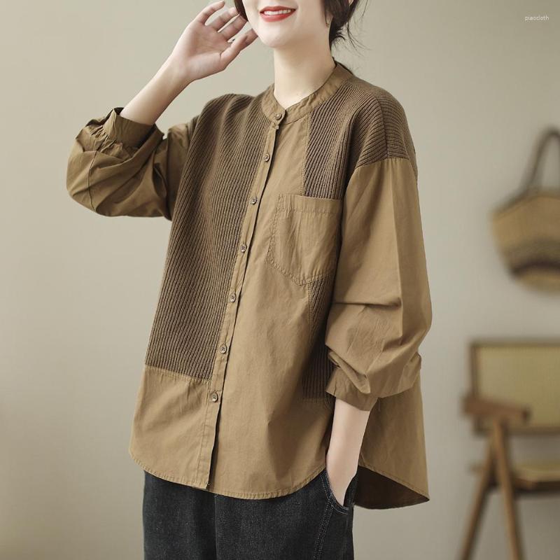 Women's Blouses NINI WONDERLAND 2023 Spring Single Breasted Casual Shirt Tops Autumn Women's Knitted Patchwork Cotton Vintage Shirts, Khaki
Women's Blouses NINI WONDERLAND 2023 Spring Single Breasted Casual Shirt Tops Autumn Women's Knitted Patchwork Cotton Vintage Shirts, Khaki