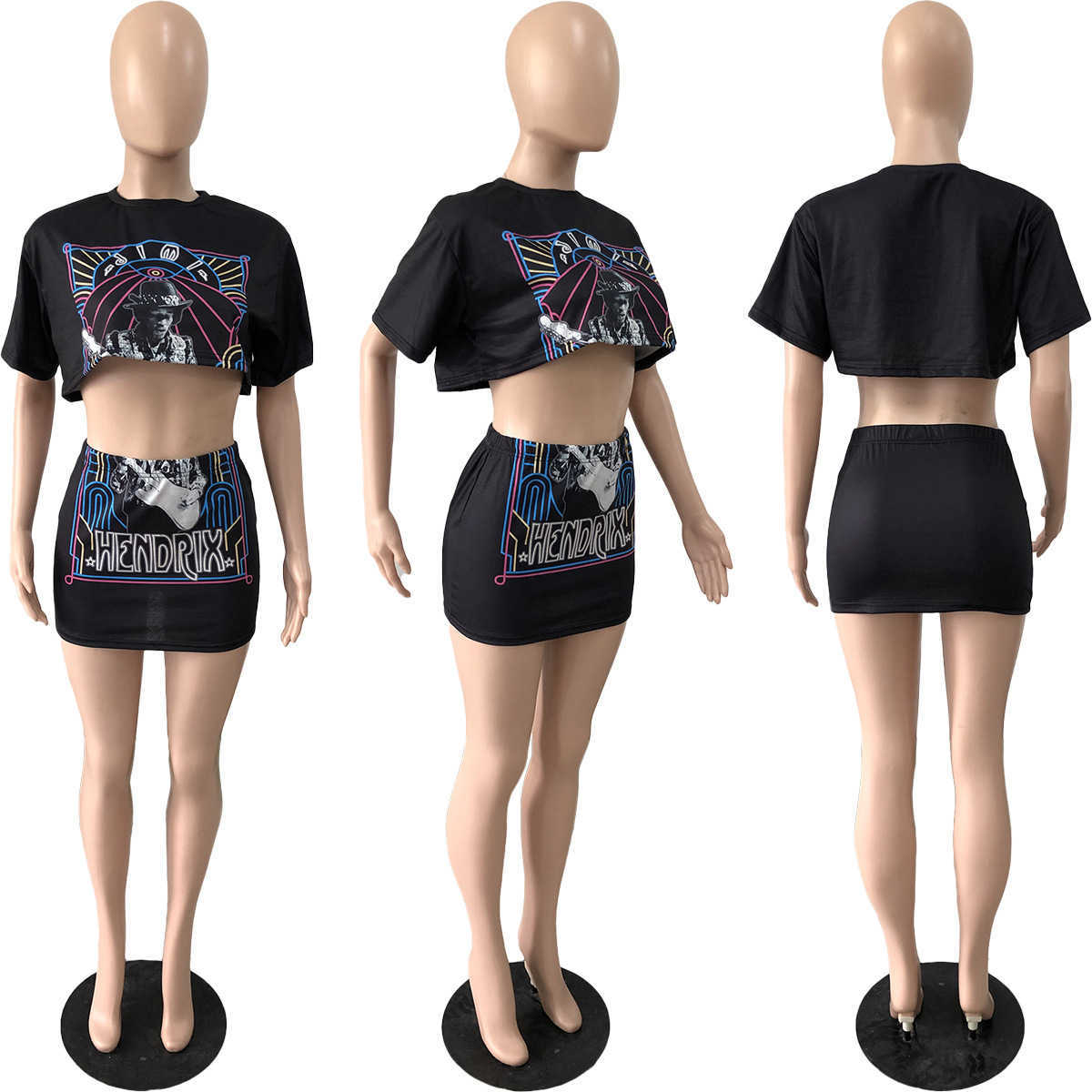 Summer Women Tracksuit 2023 Fashion Clothes Two Piece Set Trendy Letter Printing Short Sleeve Crop Top T Shirt And Mini Skirt 2PCS Casual Sports Suit