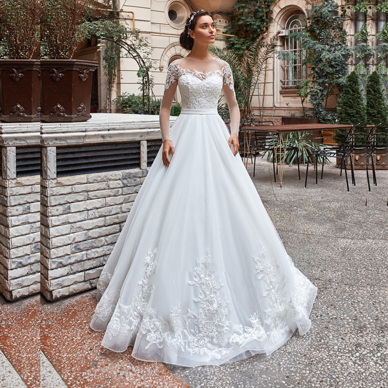White Sheer Lace Wedding Dresses With Long Sleeve Appliques Dubai Islamic Bridal Wedding Gown Muslim Women Dress For Bride, Pink
White Sheer Lace Wedding Dresses With Long Sleeve Appliques Dubai Islamic Bridal Wedding Gown Muslim Women Dress For Bride, Pink
