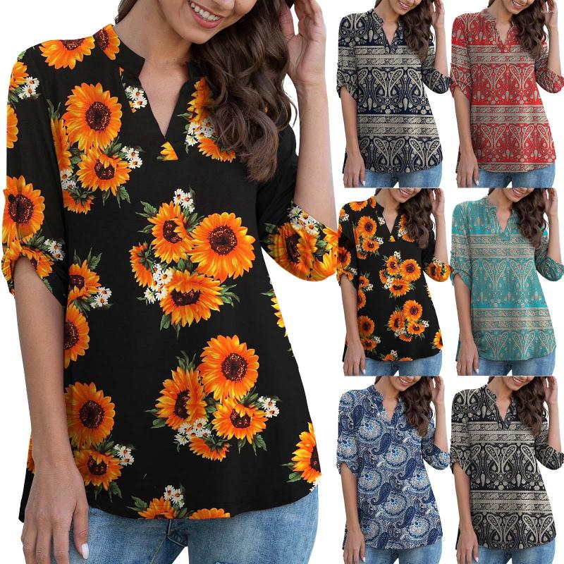Women's Blouses Women's Tops 3/4 Roll Sleeve Pleats Shirts Floral Striped Tunic Summer For Women, Orange
Women's Blouses Women's Tops 3/4 Roll Sleeve Pleats Shirts Floral Striped Tunic Summer For Women, Orange