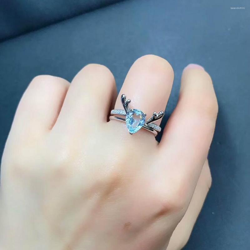 Cluster Rings Fine 925 Sterling Silver Deer Antlers Open Ring Fashion Girls 2pcs Set With Natural Aquamarine Gems Women Bridal
Cluster Rings Fine 925 Sterling Silver Deer Antlers Open Ring Fashion Girls 2pcs Set With Natural Aquamarine Gems Women Bridal