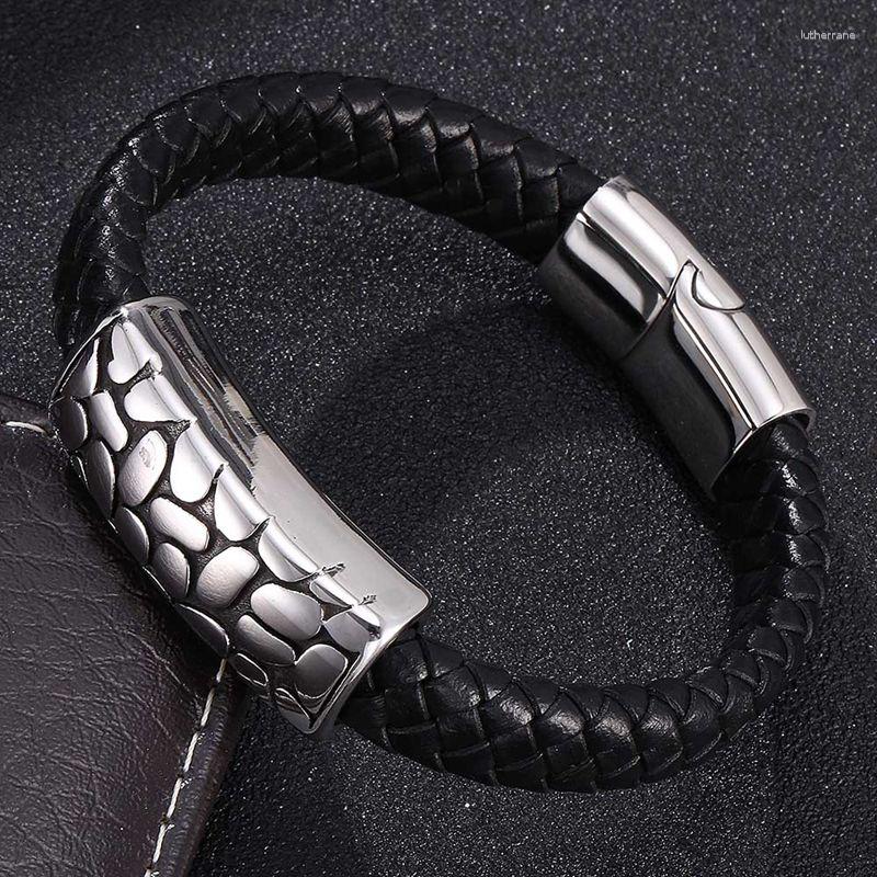 Charm Bracelets 2023 Men Jewelry Punk Black Braided Leather Bracelet Chain Stainless Steel Magnetic Buckle Fashion Bangles Male Wrist Band
Charm Bracelets 2023 Men Jewelry Punk Black Braided Leather Bracelet Chain Stainless Steel Magnetic Buckle Fashion Bangles Male Wrist Band
