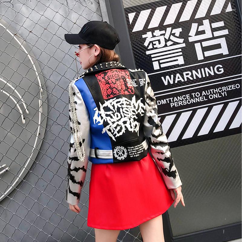 Women' Jackets TREND-Setter Autumn Fashion Rivet Leather Jacket Women Spring Punk Style Letter Printing Chains And Coat, Sky blue
Women' Jackets TREND-Setter Autumn Fashion Rivet Leather Jacket Women Spring Punk Style Letter Printing Chains And Coat, Sky blue