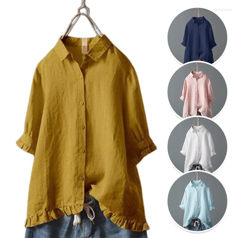 Women' Blouses Short Sleeve Ruffles Tops Casual Single Breasted Lapel Shirt Women Top Office Cotton Linen White Pink Ropa Mujer Summer, Blue
Women' Blouses Short Sleeve Ruffles Tops Casual Single Breasted Lapel Shirt Women Top Office Cotton Linen White Pink Ropa Mujer Summer, Blue