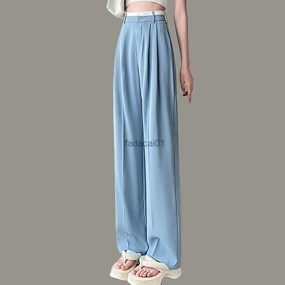 Women' Summer Thin Draped Straight Casual Pants Elegant Pleated Loose Wide Leg Trousers Fashion 2023 Female Clothing L230621, Blue
Women' Summer Thin Draped Straight Casual Pants Elegant Pleated Loose Wide Leg Trousers Fashion 2023 Female Clothing L230621, Blue