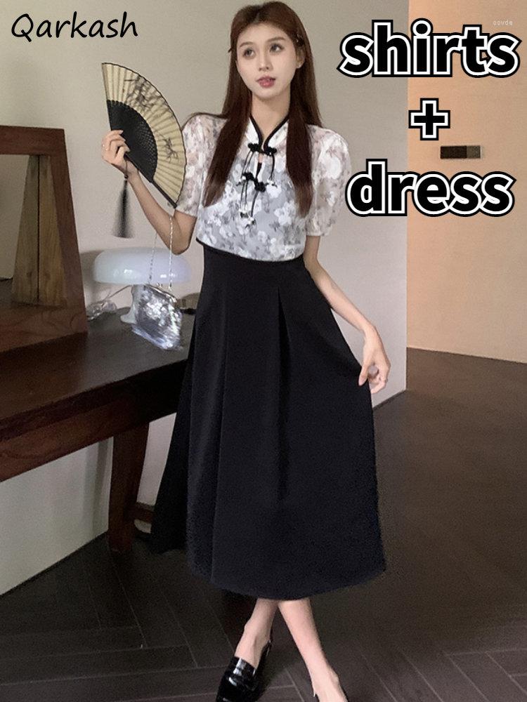 Work Dresses 2 Pcs Sets Women Chinese Style Print Shirts Midi Sleeveless Dress Elegant Summer All-match Streetwear Female Vintage Simple
Work Dresses 2 Pcs Sets Women Chinese Style Print Shirts Midi Sleeveless Dress Elegant Summer All-match Streetwear Female Vintage Simple