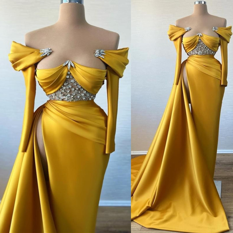 2023 Aso Ebi Gold Mermaid Prom Dress Crystals Satin Evening Formal Party Second Reception Birthday Bridesmaid Engagement Gowns Dresses Robe De Soiree ZJ435, Yellow
2023 Aso Ebi Gold Mermaid Prom Dress Crystals Satin Evening Formal Party Second Reception Birthday Bridesmaid Engagement Gowns Dresses Robe De Soiree ZJ435, Yellow