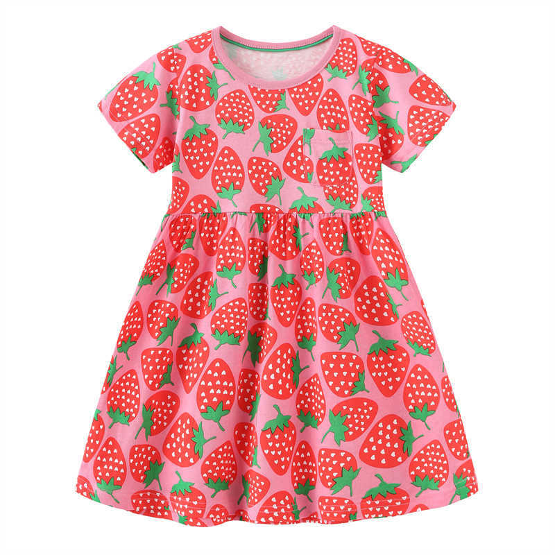Girl's Dresses Jumping Meters Summer Strawberry Summer Princess Girls Clothing Dresses Cute Baby Frocks Short Sleeve Cotton Costume Kids Wear AA230531, T1390
Girl's Dresses Jumping Meters Summer Strawberry Summer Princess Girls Clothing Dresses Cute Baby Frocks Short Sleeve Cotton Costume Kids Wear AA230531, T1390