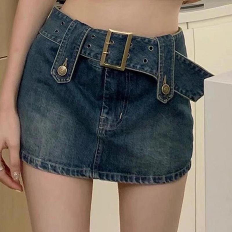Skirts Women Skirt Denim Skort Zipper Slim Mini With Belt Fake Two Pieces High Waist Y2k Streetwear Faldas Mujer, Blue
Skirts Women Skirt Denim Skort Zipper Slim Mini With Belt Fake Two Pieces High Waist Y2k Streetwear Faldas Mujer, Blue