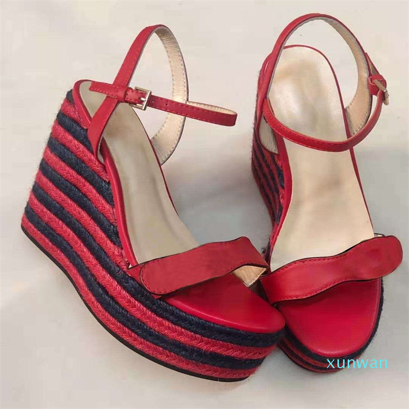 Sexy Women High Heels Slide Sandal leather Wedge Platform espadrille Fashion Ladies Adjustable ankle 8-13cm heel height Shoes with box, Color 1
Sexy Women High Heels Slide Sandal leather Wedge Platform espadrille Fashion Ladies Adjustable ankle 8-13cm heel height Shoes with box, Color 1