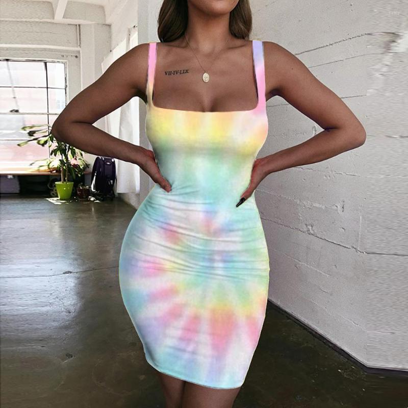 Casual Dresses Giyu Brand Tie Dye Women Dizziness Vestido Sexy Colorful Bodycon Dress Art Sundress Womens Clothing Mini Evening Beach