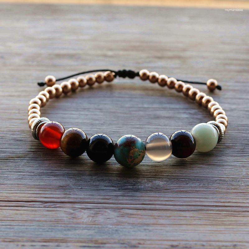 Charm Bracelets 8mm Natural Stone Bracelet & Hematite Bead Handmade For WomenCharm Raym22