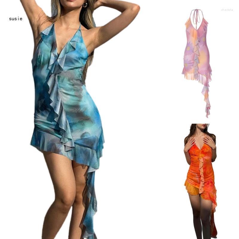 Casual Dresses X7YA Women Irregular V-neck Dress Floral Print Summer Backless Streetwear, Blue
Casual Dresses X7YA Women Irregular V-neck Dress Floral Print Summer Backless Streetwear, Blue