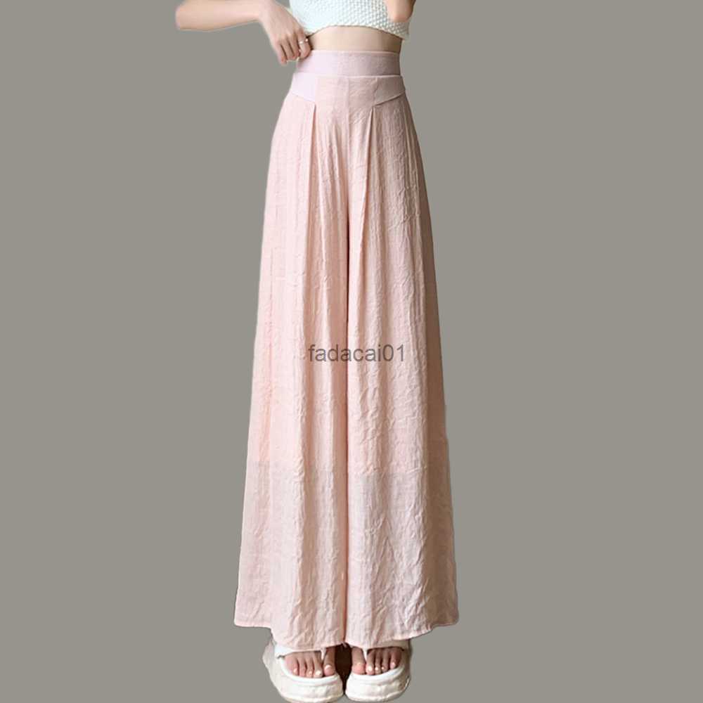 Summer Women's Wide Leg Pants Fashion Folds Thin And Soft Ice Silk Loose Trousers Womens Female Casual Beach Pants L230621, Black
Summer Women's Wide Leg Pants Fashion Folds Thin And Soft Ice Silk Loose Trousers Womens Female Casual Beach Pants L230621, Black