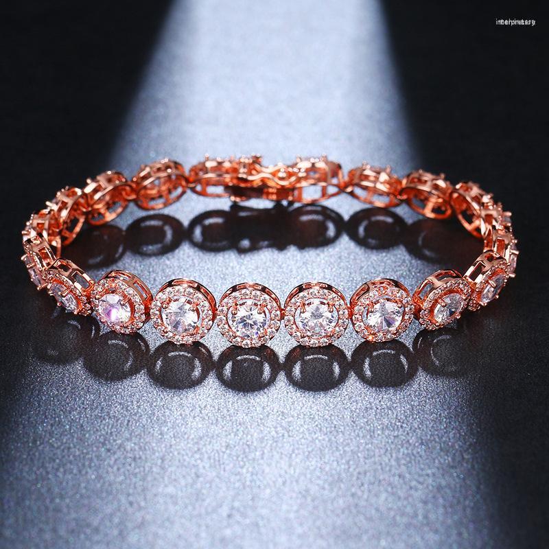 Link Bracelets Luxury Round Shape Zircon Bracelet For Women Classic Crystal Chain Cubic Zirconia Female Wedding Jewelry 2023
Link Bracelets Luxury Round Shape Zircon Bracelet For Women Classic Crystal Chain Cubic Zirconia Female Wedding Jewelry 2023