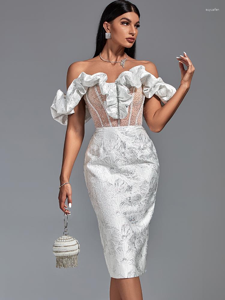 Casual Dresses Jacquard Evening Party Dress Women White Bodycon Elegant Sexy Midi Off Shoulder Brithday Club Outfits 2023 Summer, Sky blue
Casual Dresses Jacquard Evening Party Dress Women White Bodycon Elegant Sexy Midi Off Shoulder Brithday Club Outfits 2023 Summer, Sky blue
