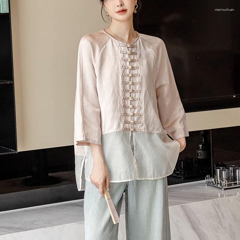 Women' Blouses Summer O-Neck Retro Single Breasted Top Women' Design Rayon And Linen Street Style Three Quarter Sleeve Loose Shirt, Beige
Women' Blouses Summer O-Neck Retro Single Breasted Top Women' Design Rayon And Linen Street Style Three Quarter Sleeve Loose Shirt, Beige
