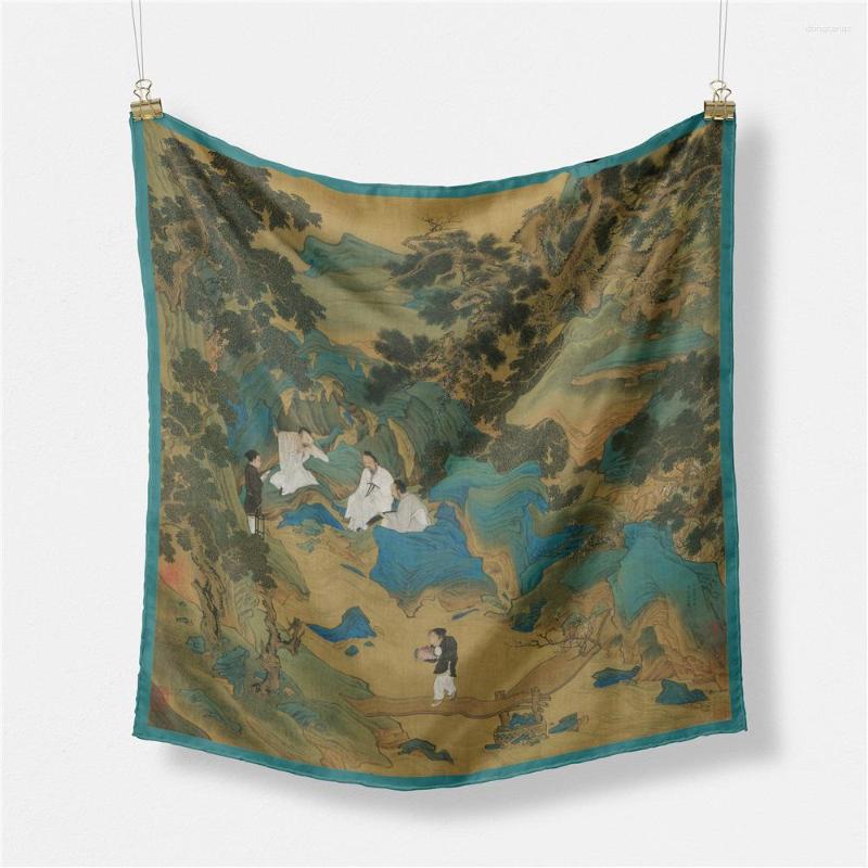 Scarves 53CM Twill Silk Scarf China Style Painting Square Wraps Bandana Small Hijab Foulards Tie Headband Neckerchief
Scarves 53CM Twill Silk Scarf China Style Painting Square Wraps Bandana Small Hijab Foulards Tie Headband Neckerchief