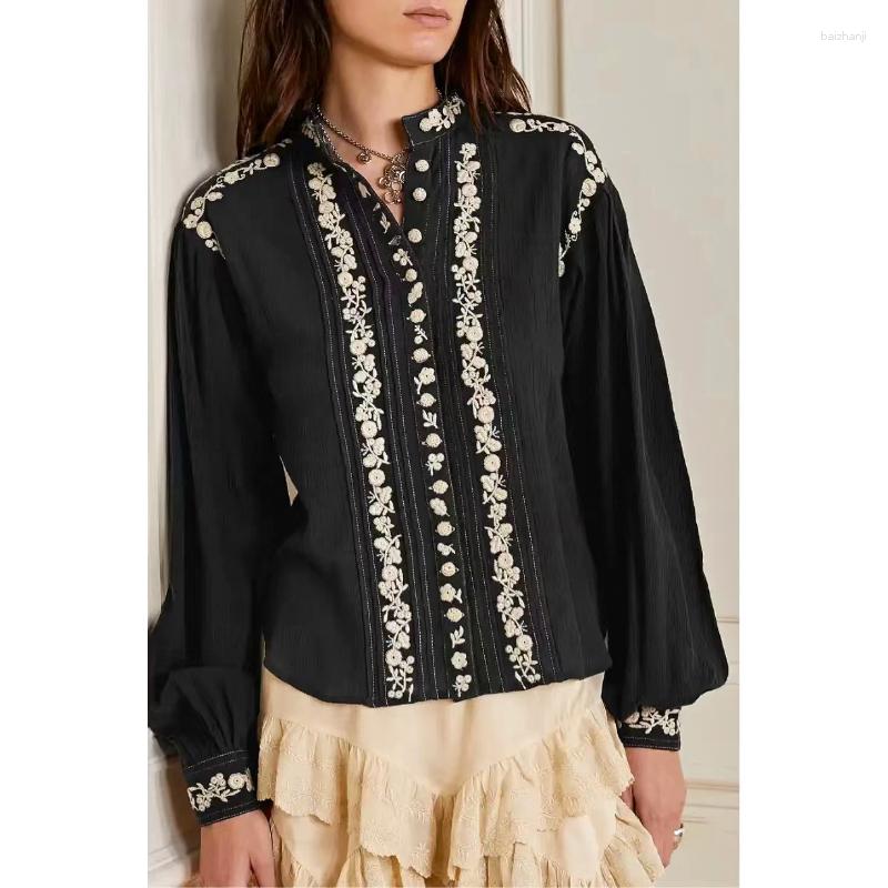 Women' Blouses 2023 Spring And Summer Special Offer Floral Embroidery Round Neck Long-sleeved Women Shirt, Black
Women' Blouses 2023 Spring And Summer Special Offer Floral Embroidery Round Neck Long-sleeved Women Shirt, Black