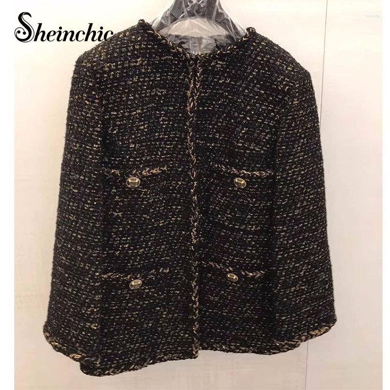 Women' Jackets Luxury Designer Black Wool & Blends Coats European Runway O-neck Woven Tweed Jacket For Women Brand Autumn Winter
Women' Jackets Luxury Designer Black Wool & Blends Coats European Runway O-neck Woven Tweed Jacket For Women Brand Autumn Winter