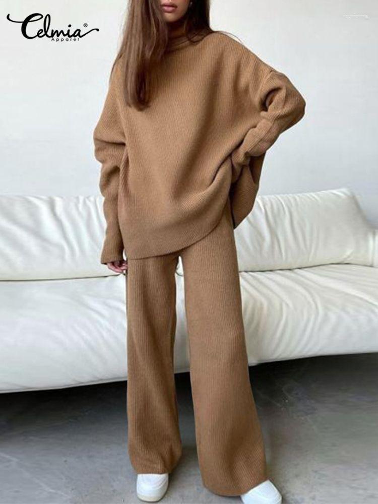 Women's Two Piece Pants Celmia High Collar Tops And Wide Leg 2pcs Outfit Women Casual Loose Pant Sets 2023 Autumn Knitted Ribbed Urban, Pink
Women's Two Piece Pants Celmia High Collar Tops And Wide Leg 2pcs Outfit Women Casual Loose Pant Sets 2023 Autumn Knitted Ribbed Urban, Pink
