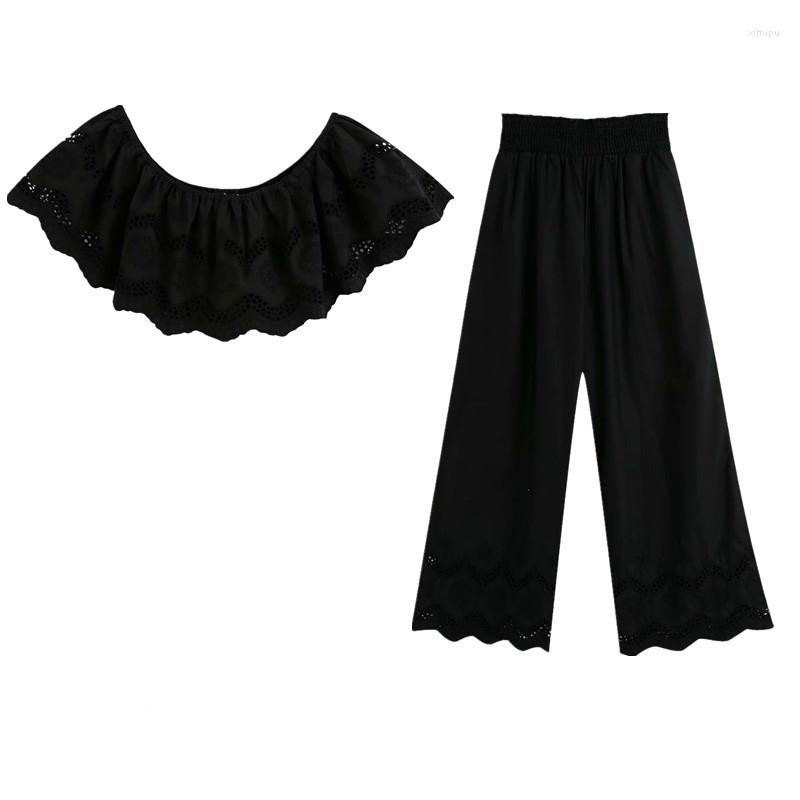 Women's Two Piece Pants 2piece Set Women Solid Color One-neck Hollow Short Top High Waist Elastic Casual Women's Two-piece Suit
Women's Two Piece Pants 2piece Set Women Solid Color One-neck Hollow Short Top High Waist Elastic Casual Women's Two-piece Suit