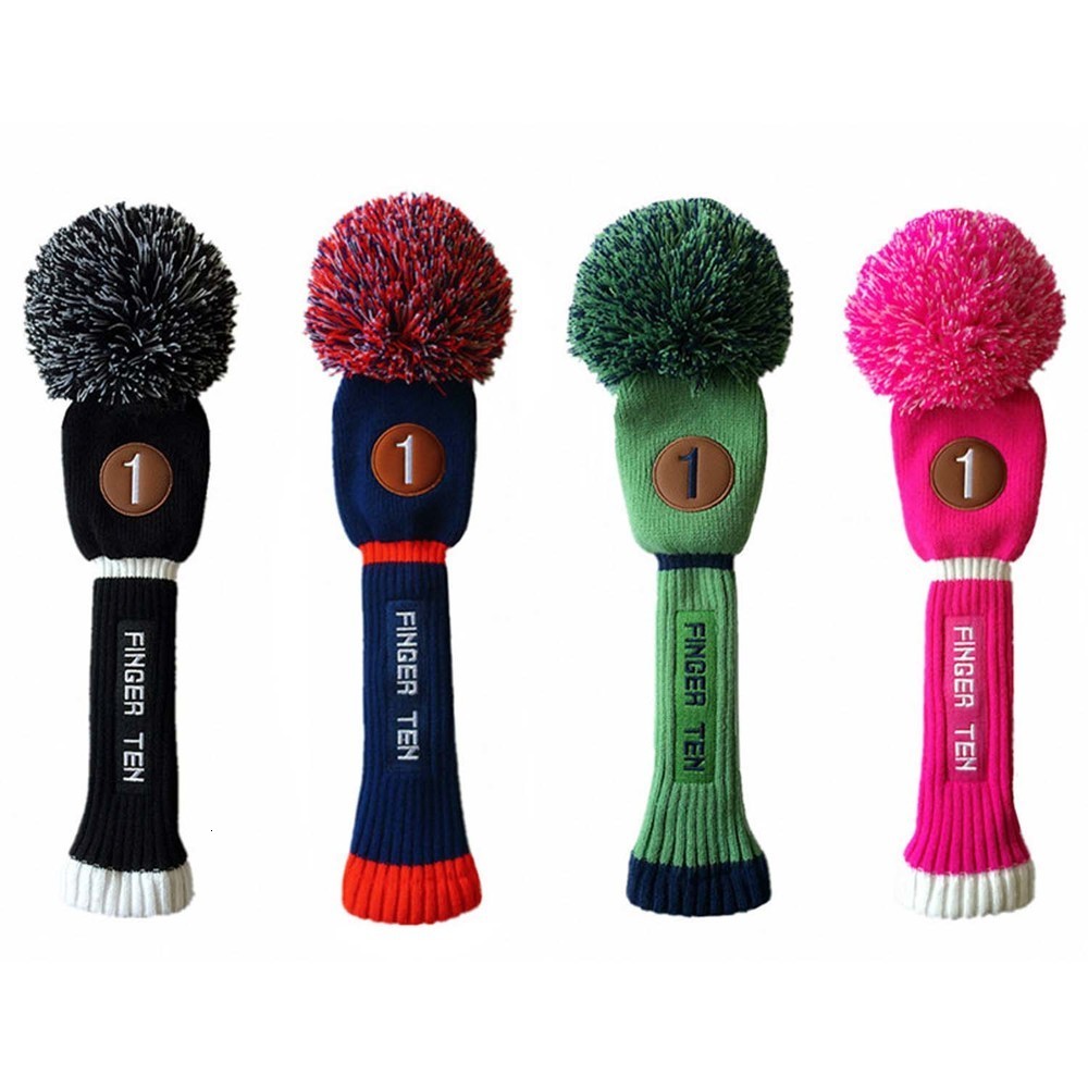 Other Golf Products Pom Knitted Golf Club Head Covers Woods Driver Fairway Hybrid Head Cover 1 3 4 5 for Men Women Kids 230620