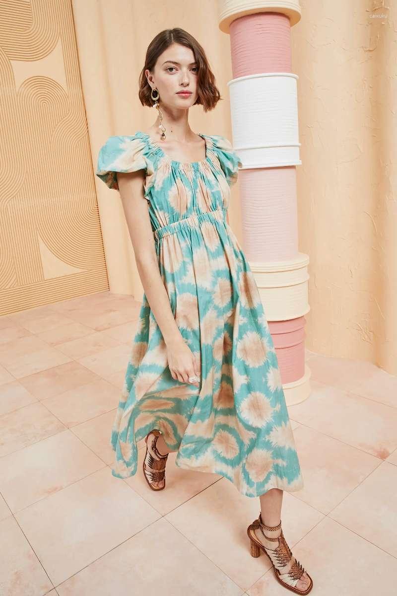 Party Dresses Women Halo Dyeing Print Slim Waist Puff Short Sleeve Cotton Midi Dress
Party Dresses Women Halo Dyeing Print Slim Waist Puff Short Sleeve Cotton Midi Dress