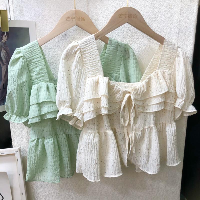 Women's Blouses Sweet Summer Casual For Women Almighty Puff Short Sleeve Ruffles Square Collar Femme Shirts Tops Skinny Lace-up Blusas, Green
Women's Blouses Sweet Summer Casual For Women Almighty Puff Short Sleeve Ruffles Square Collar Femme Shirts Tops Skinny Lace-up Blusas, Green