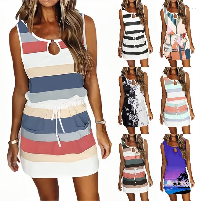Casual Dresses Women Summer Sleeveless Striped Lace Up Drawstring Dress Round Neck Streetwear, Black
Casual Dresses Women Summer Sleeveless Striped Lace Up Drawstring Dress Round Neck Streetwear, Black