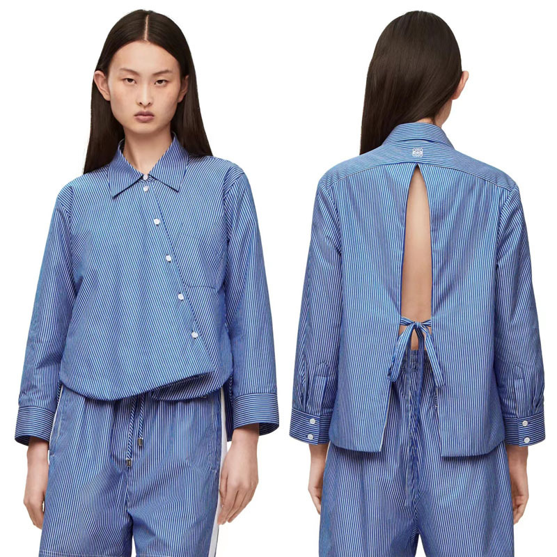 LOE Anagram 1846 Fashion Classic Trendy Luxury Designer cloth 2023 Women Blue white striped slit with tie back cotton versatile casual women shirt, Tag
LOE Anagram 1846 Fashion Classic Trendy Luxury Designer cloth 2023 Women Blue white striped slit with tie back cotton versatile casual women shirt, Tag