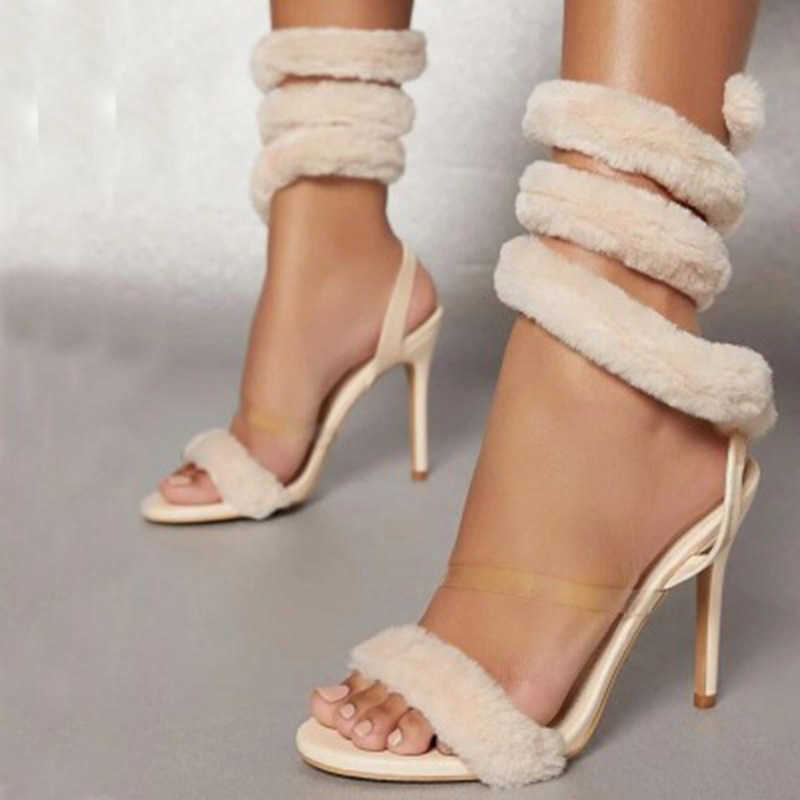 Sandals High Heels 2023 Summer New Women's Shoe Open Toe Fur Heel, White 
Sandals High Heels 2023 Summer New Women's Shoe Open Toe Fur Heel, White