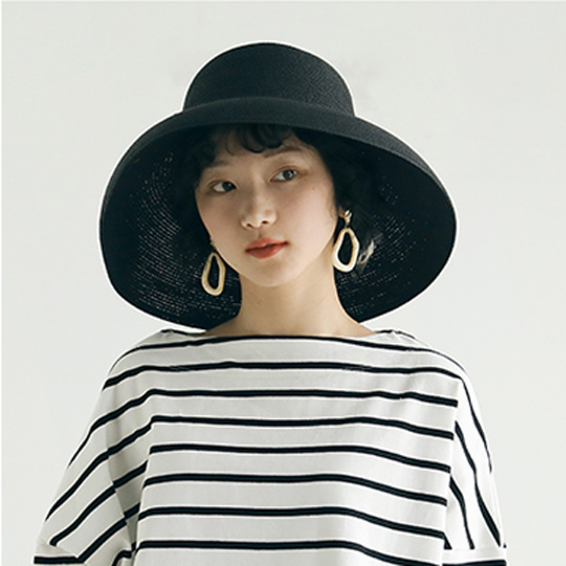 Wide Brim Hats Bucket Luna Dolphin Handmade Women Summer Sun Hat Big Eaves Beach Japanese Hepburn Style Holiday Fold Fisherman Cap Temperament Flat 23