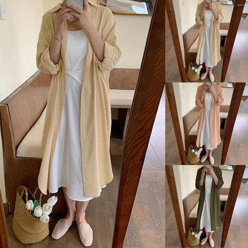 Casual Dresses Ladies Lazy Style Simple Long Over The Knee Shirt Solid Color Lapel Cardigan Sunscreen Air Conditioner Dress, Green
Casual Dresses Ladies Lazy Style Simple Long Over The Knee Shirt Solid Color Lapel Cardigan Sunscreen Air Conditioner Dress, Green