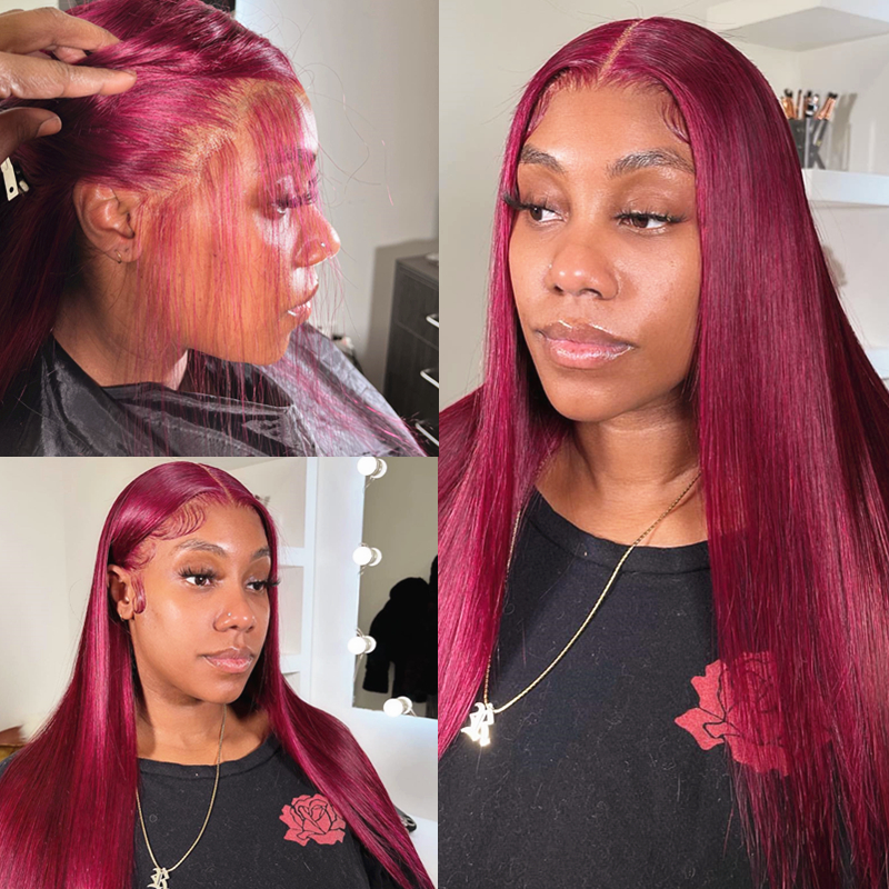 New Product Burgundy Red 13x4 HD Lace Front Human Hair Wigs 99J Colored Straight Lace Frontal Glueless Wig for Women 26 Inch Cheap
New Product Burgundy Red 13x4 HD Lace Front Human Hair Wigs 99J Colored Straight Lace Frontal Glueless Wig for Women 26 Inch Cheap