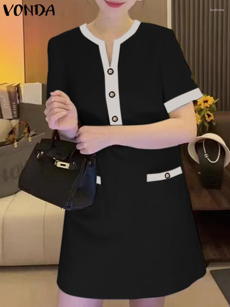 Casual Dresses Summer Short Sundress 2023 VONDA Women Round Neck Sleeved Small Fragrance Design Mini Dress Beach Vestidos Femme Robe, Black
Casual Dresses Summer Short Sundress 2023 VONDA Women Round Neck Sleeved Small Fragrance Design Mini Dress Beach Vestidos Femme Robe, Black
