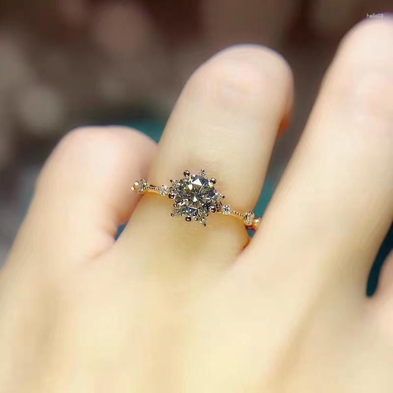 

Cluster Rings Crackling Moissanite Gemstone Ring For Women Jewelry Engagement Wedding Real 925 Silver Gold Plated Birthday Gift